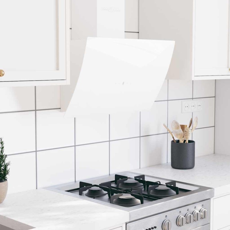 Hotte murale 60 cm Acier et verre trempé Blanc 537643537643