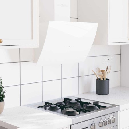 Hotte murale 60 cm Acier et verre trempé Blanc 537643537643