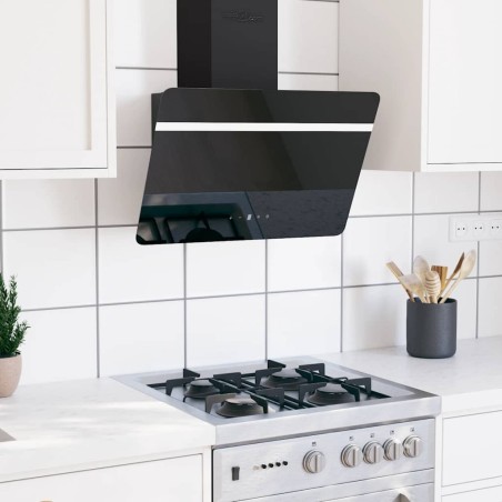 Hotte murale 60 cm Acier et verre trempé Noir 537650537650