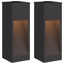 Lumière de Chemin LED Solaire 2 pcs Noir Acier laminé à froid 537672537672