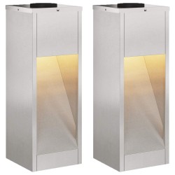Lumière de Chemin LED Solaire 2 pcs Argenté Acier inoxydable 537676537676