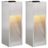 Lumière de Chemin LED Solaire 2 pcs Argenté Acier inoxydable 537676537676