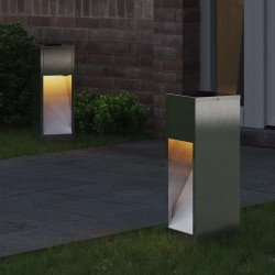 Lumière de Chemin LED Solaire 2 pcs Argenté Acier inoxydable 537676537676