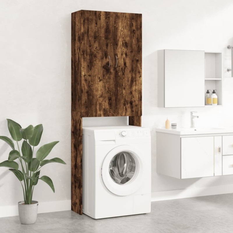 Meuble pour machine à laver Chêne fumé 64x25,5x190 cm 537687537687