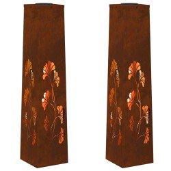 Lumière de chemin LED solaire 2 pcs Rouillé Acier patiné 537710537710