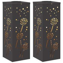Lumière de chemin LED solaire 2 pcs Noir Acier laminé à froid 537712537712
