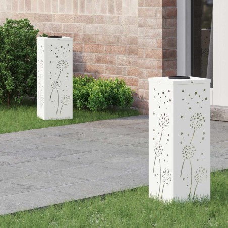 Lumière de chemin LED solaire 2 pcs Blanc Acier laminé à froid 537713537713