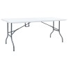 Table pliable de jardin avec 2 bancs 180 cm Acier et PEHD Blanc 537718537718