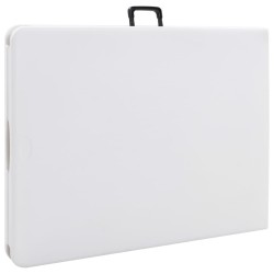 Table pliable de jardin avec 2 bancs 180 cm Acier et PEHD Blanc 537718537718