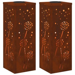 Lumière de chemin LED solaire 2 pcs Rouillé Acier patiné 537723537723