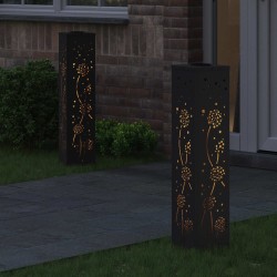 Lumière de chemin LED solaire 2 pcs Noir Acier laminé à froid 537725537725