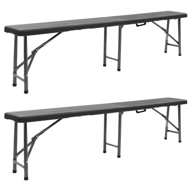 Bancs de jardin pliables lot de 2 180 cm PEHD Noir 537726537726