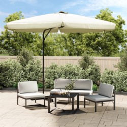 Parasol d'extérieur avec mât en acier 300 cm blanc sable 537737537737