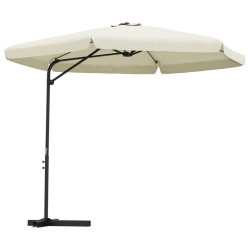 Parasol d'extérieur avec mât en acier 300 cm blanc sable 537737537737