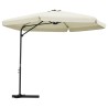Parasol d'extérieur avec mât en acier 300 cm blanc sable 537737537737