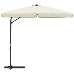 Parasol d'extérieur avec mât en acier 300 cm blanc sable 537737537737