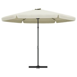 Parasol d'extérieur avec mât en acier 300 cm blanc sable 537737537737