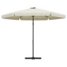 Parasol d'extérieur avec mât en acier 300 cm blanc sable 537737537737