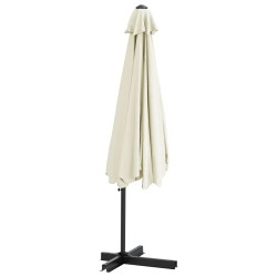 Parasol d'extérieur avec mât en acier 300 cm blanc sable 537737537737