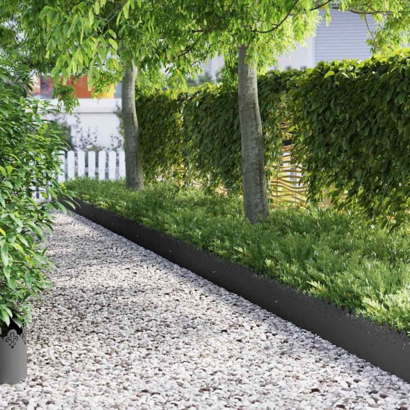 Bordures de pelouse 30 pcs Noir 103 x 0,05 x 22 cm Acier 537739537739