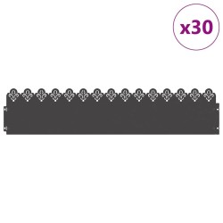 Bordures de pelouse 30 pcs Noir 103 x 0,05 x 22 cm Acier 537739537739