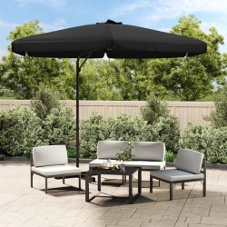 Parasol de jardin avec mât en acier 300 cm Noir 537740537740
