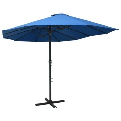 Parasol d'extérieur et poteau en aluminium 460x270 cm Bleu 537747537747