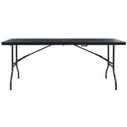 Table pliable de jardin Noir 180x75x72 cm PEHD Imitation rotin 537752537752