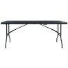 Table pliable de jardin Noir 180x75x72 cm PEHD Imitation rotin 537752537752