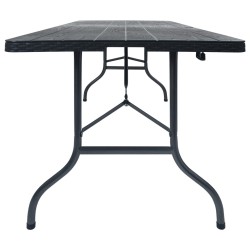 Table pliable de jardin Noir 180x75x72 cm PEHD Imitation rotin 537752537752