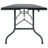 Table pliable de jardin Noir 180x75x72 cm PEHD Imitation rotin 537752537752