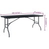 Table pliable de jardin Noir 180x75x72 cm PEHD Imitation rotin 537752537752