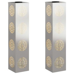 Lumière de chemin LED solaire 2 pcs Argenté Acier inoxydable 537757537757