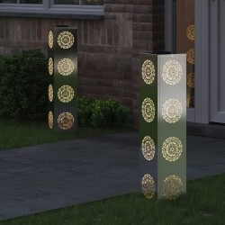 Lumière de chemin LED solaire 2 pcs Argenté Acier inoxydable 537757537757