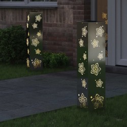 Lumière de chemin LED solaire 2 pcs Argenté Acier Galvanisé 537761537761