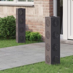 Lumière de chemin LED solaire 2 pcs Noir Acier laminé à froid 537762537762