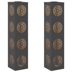 Lumière de chemin LED solaire 2 pcs Noir Acier laminé à froid 537762537762
