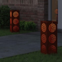 Lumière de chemin LED solaire 2 pcs Rouillé Acier patiné 537763537763