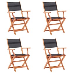 Chaises pliables de jardin lot de 4 Noir Eucalyptus textilène 537766537766