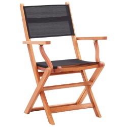 Chaises pliables de jardin lot de 4 Noir Eucalyptus textilène 537766537766