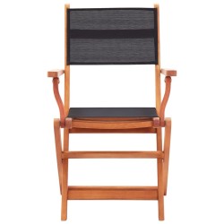 Chaises pliables de jardin lot de 4 Noir Eucalyptus textilène 537766537766