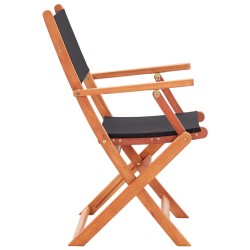 Chaises pliables de jardin lot de 4 Noir Eucalyptus textilène 537766537766