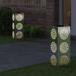 Lumière de chemin LED solaire 2 pcs Argenté Acier inoxydable 537773537773
