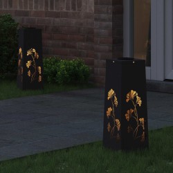 Lumière de chemin LED solaire 2 pcs Noir Acier laminé à froid 537774537774