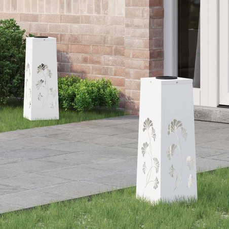 Lumière de chemin LED solaire 2 pcs Blanc Acier laminé à froid 537775537775