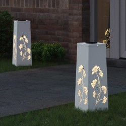 Lumière de chemin LED solaire 2 pcs Blanc Acier laminé à froid 537775537775