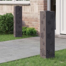 Lumière de chemin LED solaire 2 pcs Noir Acier laminé à froid 537785537785