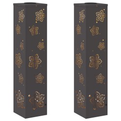 Lumière de chemin LED solaire 2 pcs Noir Acier laminé à froid 537785537785