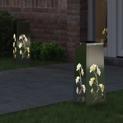 Lumière de chemin LED solaire 2 pcs Argenté Acier Galvanisé 537791537791