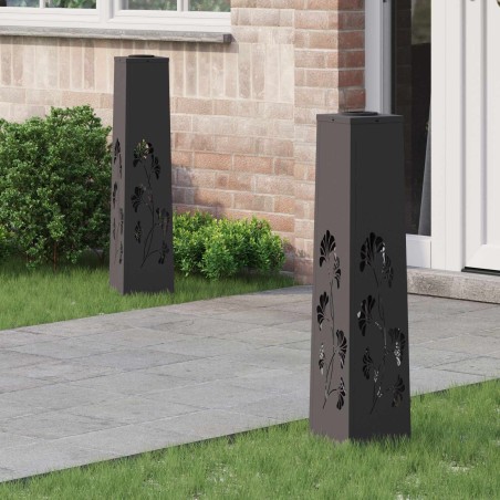 Lumière de chemin LED solaire 2 pcs Noir Acier laminé à froid 537792537792